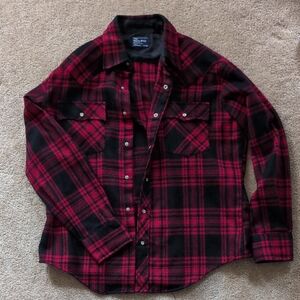 JCPenney Men's Red and Black Checkered Shirt